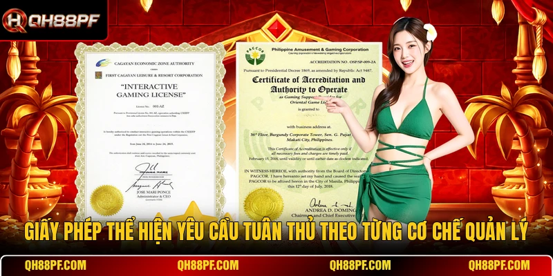 Giấy phép thể hiện yêu cầu tuân thủ theo từng cơ chế quản lý