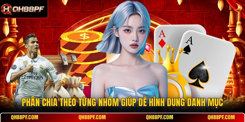 Phân chia theo từng nhóm giúp dễ hình dung danh mục